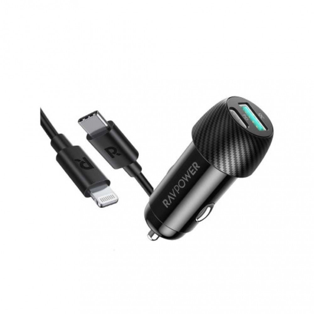 RAVPOWER 49W Car Charger USB-C To Lightning